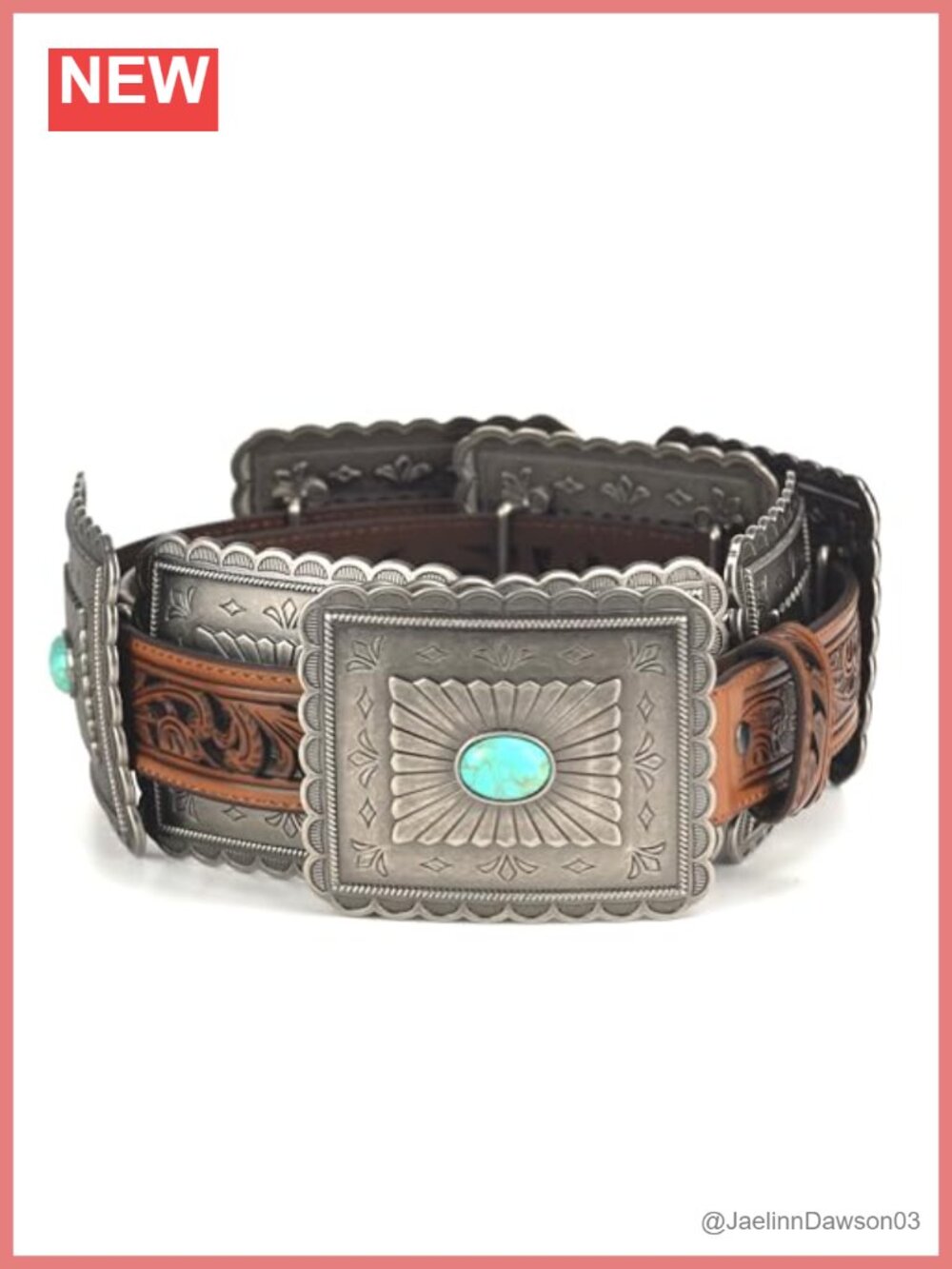 Turquoise Concho Western Belt Tooled Embossing